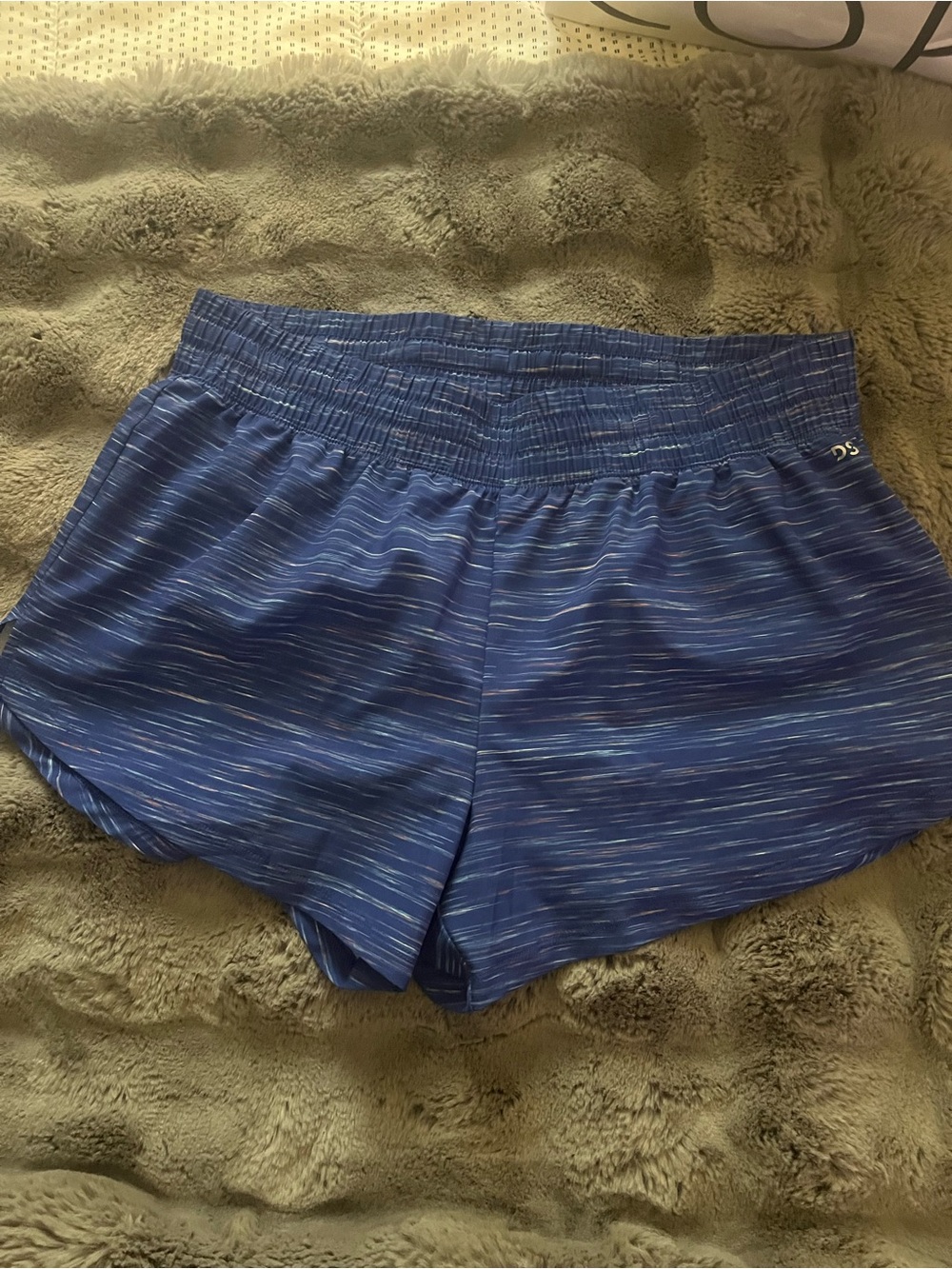 DSG Women's Navy Blue Striped Athletic Shorts with Smocked Waist